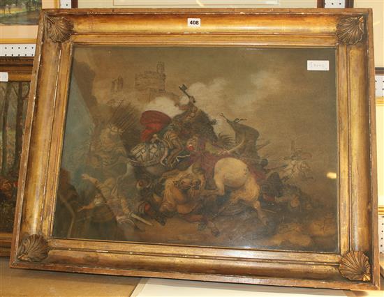 Benjamin Zobel, George III sand picture in gilt frame